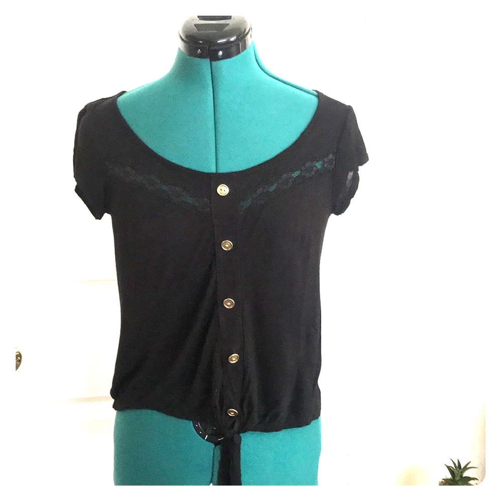 Black tie waist top